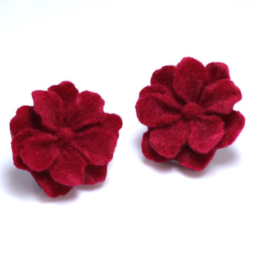 Valentines Red Velvet Flower Stud Earrings, Bridal Jewelry, Bridal Stud Earrings, Gift For Her, Statement Earrings, Bridesmaid Earring.